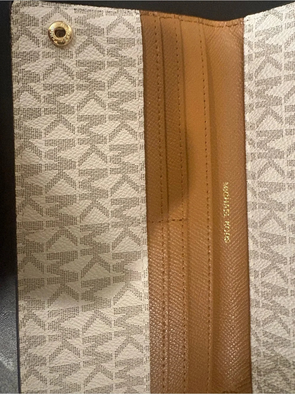 Michael Kors Voyager Logo Tote with Brown Trim and Gold Hardware with Wallet.